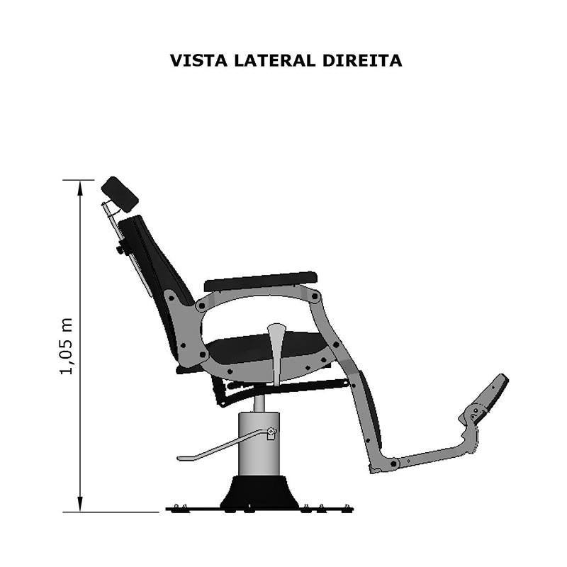 Vista lateral da cadeira de barbeiro 3d para salão de beleza e