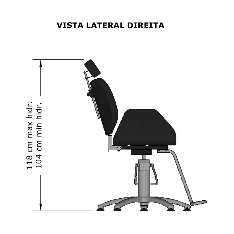 Vista lateral da cadeira de barbeiro 3d para salão de beleza e